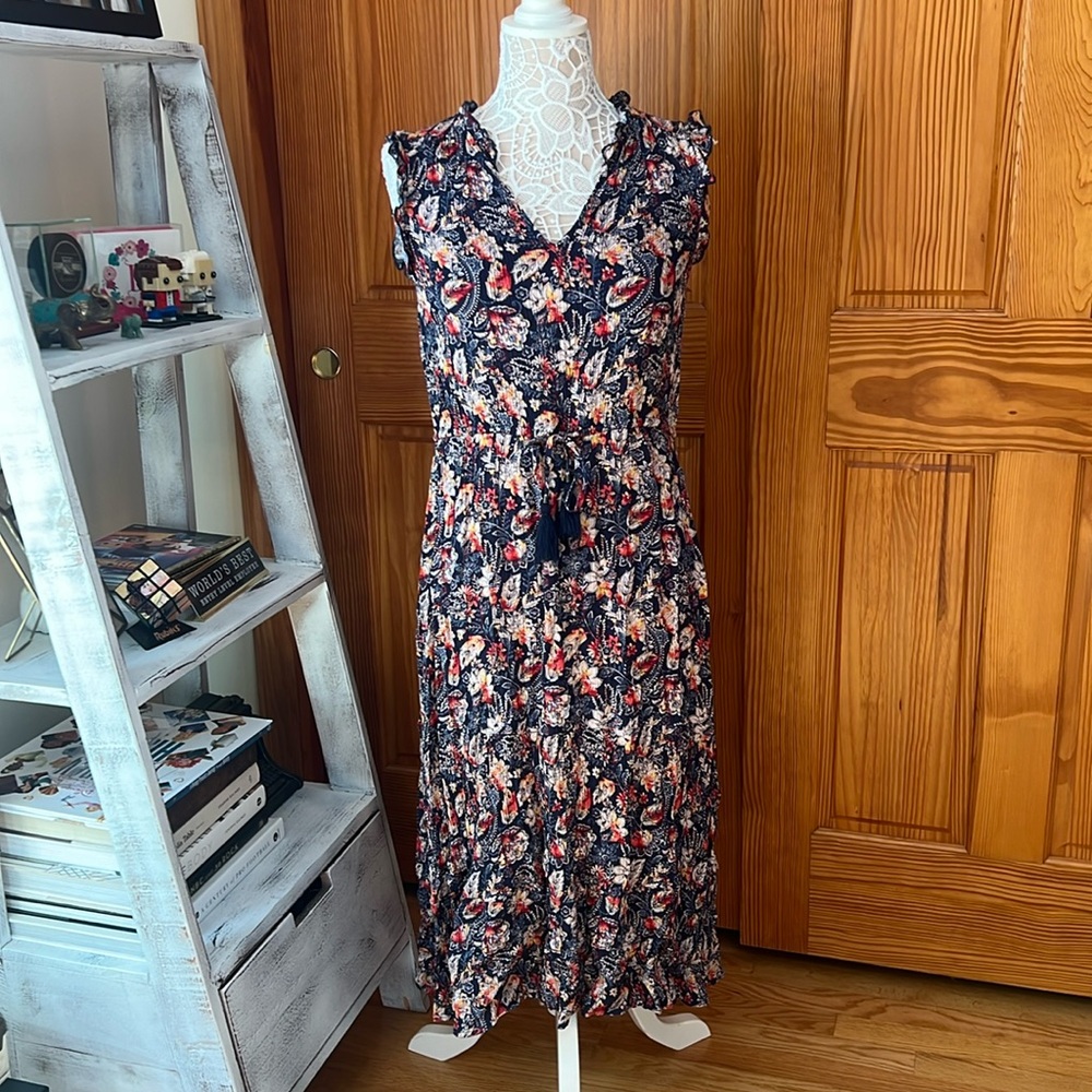 Sangria Floral Crepe Midi Dress